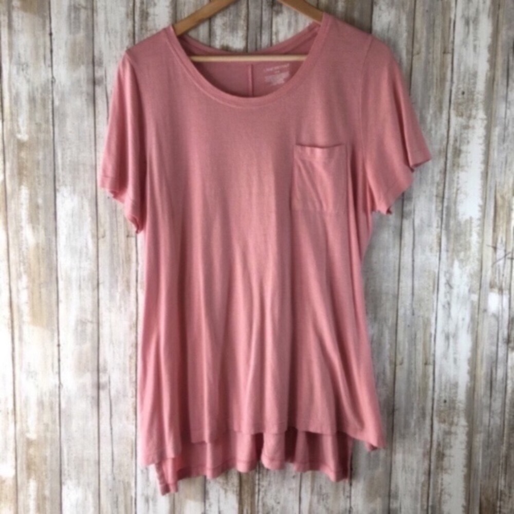 Lane Bryant Supima Cotton MicroModal High Low Pocket Tee Pink Plus 14/16